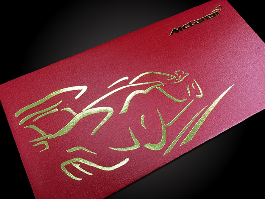 Mclaren red envelope with cool foil stamping